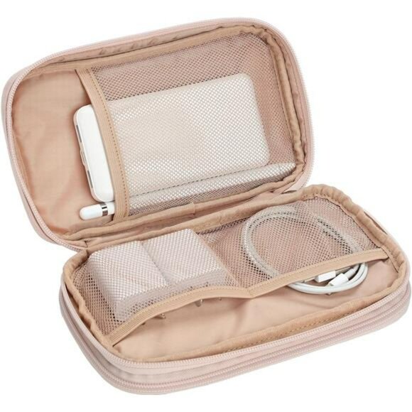 Large Travel Electronics Organizer Case Double Layer Cord Cable Storage Bag - Picture 4 of 7